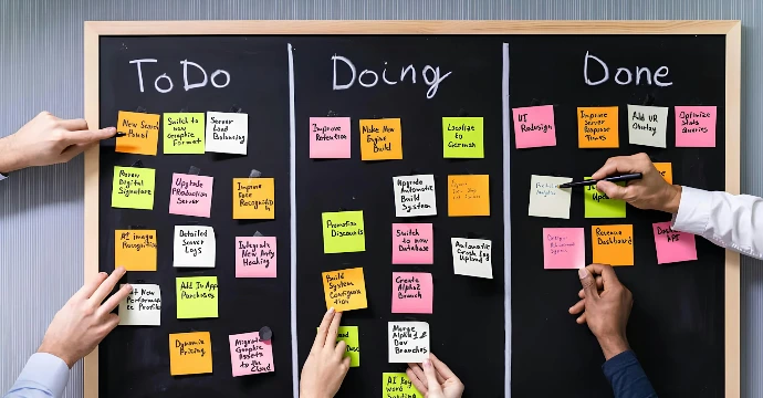 People use a kanban board for task management